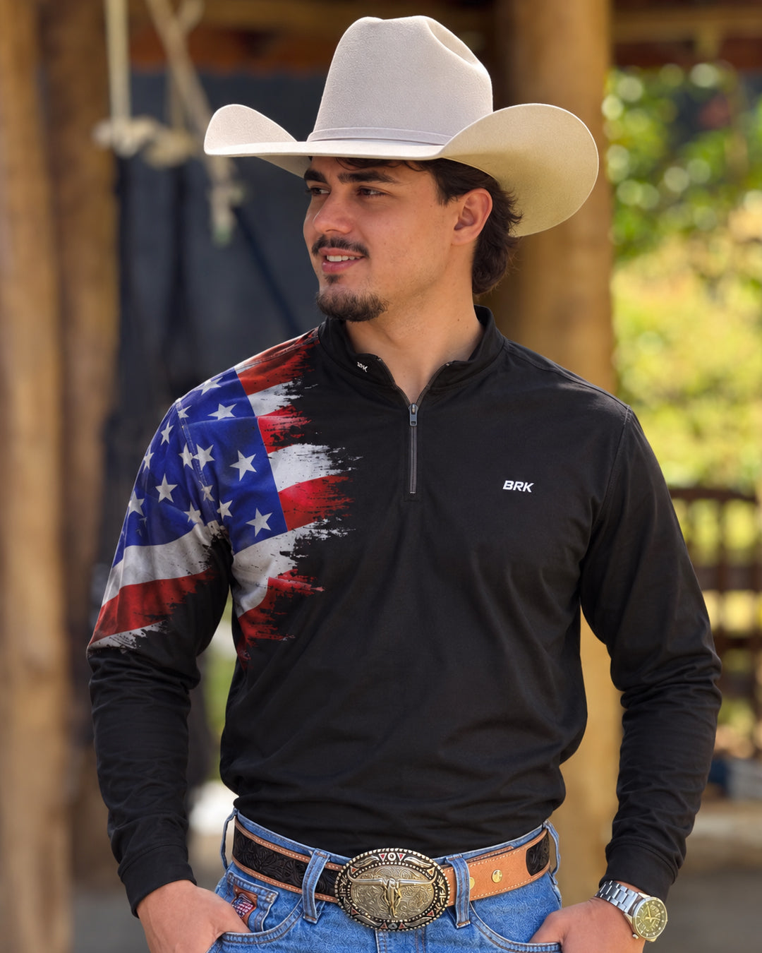 Camisa Agro Brk Bandeira Estados Unidos com Proteção Solar UV50+