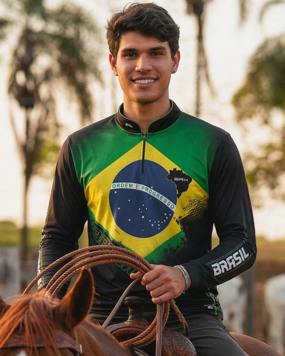 Camisa Agro Brk Bandeira do Brasil com Proteção Solar UV50+ - Brk Agro