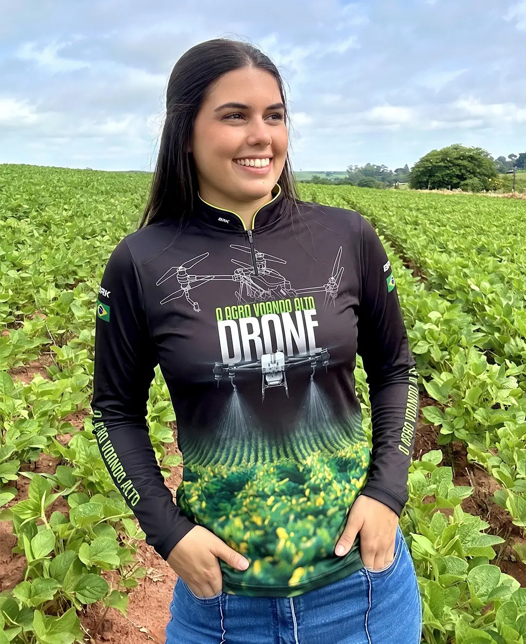 Camisa Agro Feminina Brk Drone T40 Soja com Proteção Solar UV50+ - Brk Agro