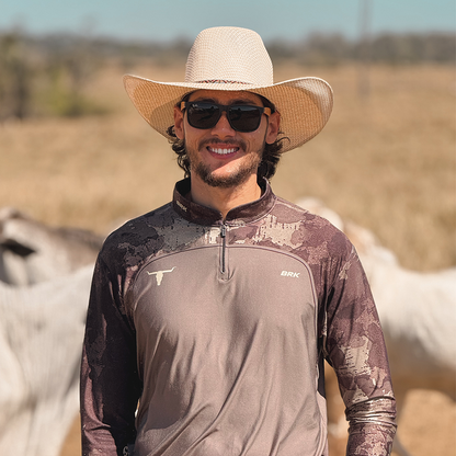Camisa Agro Brk Camo Long Horn Brasil Cinza com Proteção Solar UV50+