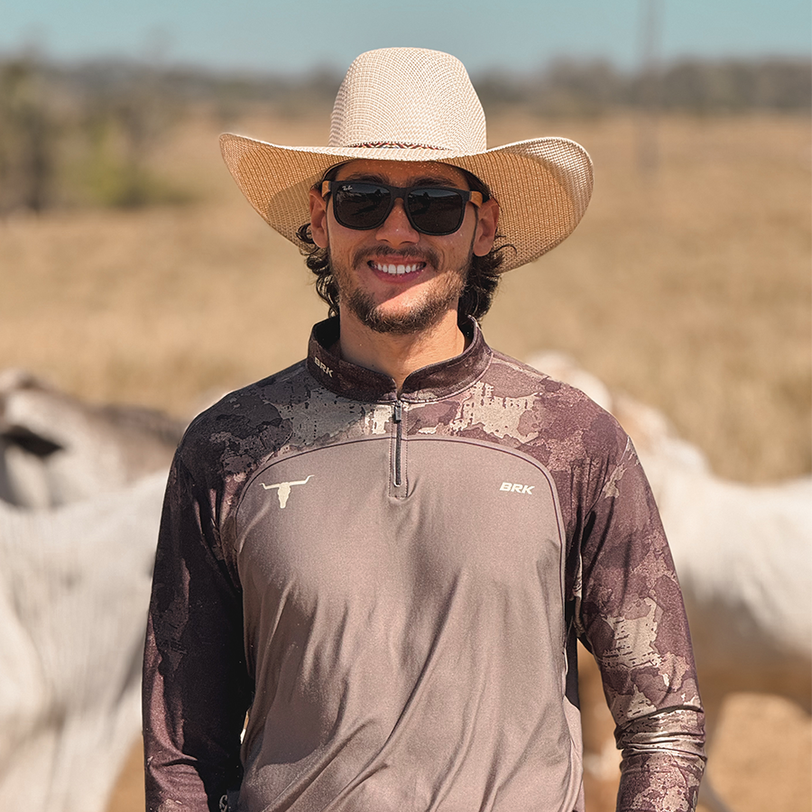 Camisa Agro Brk Camo Long Horn Brasil Cinza com Proteção Solar UV50+ - Brk Agro