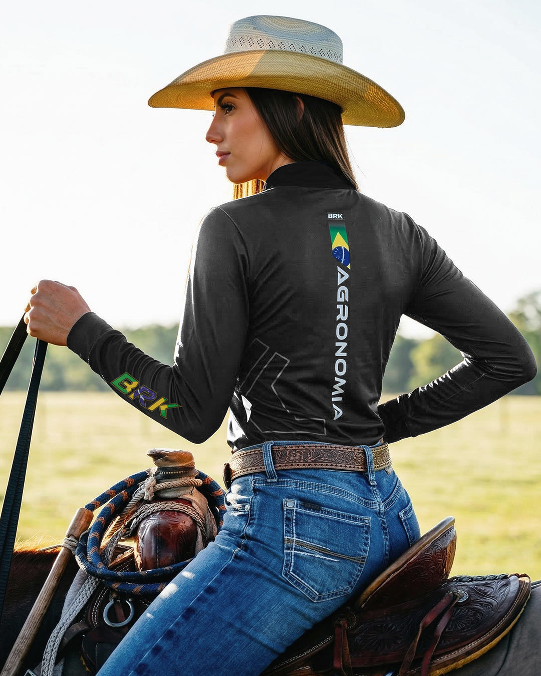 Camisa Agro Feminina Brk Agronomia Cinza com Proteção Solar UV50+ - Brk Agro