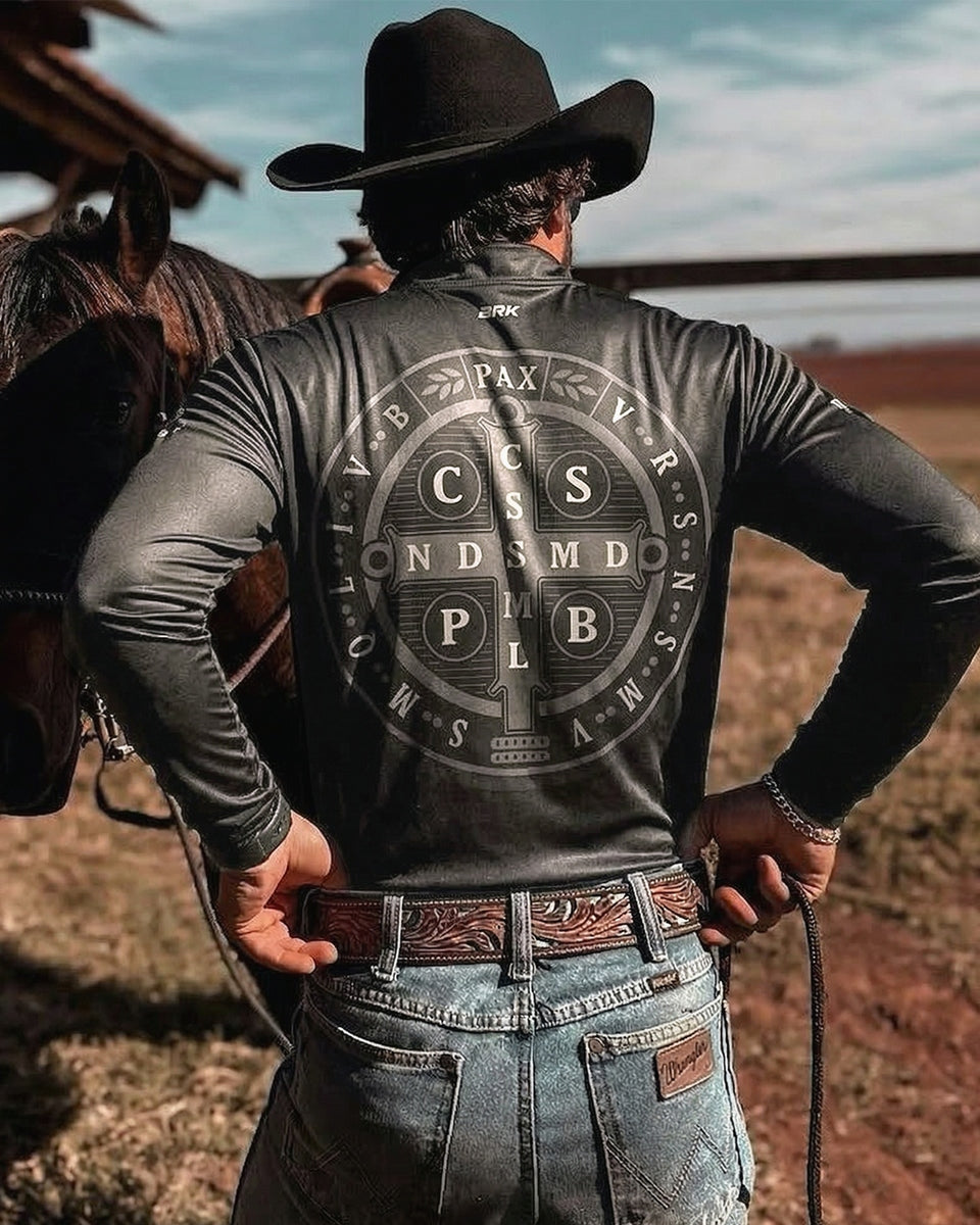 Camisa Agro Brk Medalha de São Bento com Proteção UV50  - Envio Imediato - Brk Agro