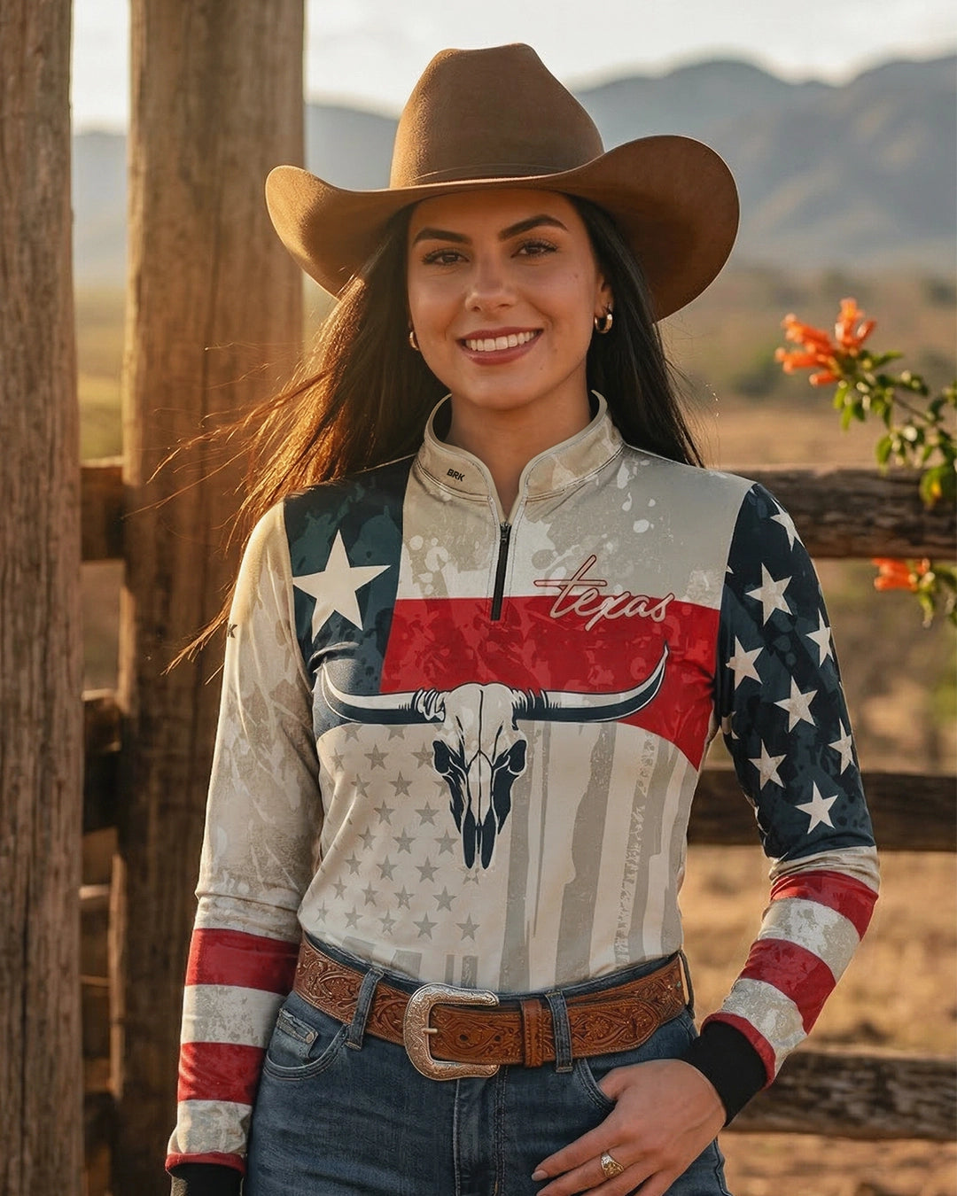 Camisa Agro Feminina Brk Texas Long Horn com Proteção UV50+ - Brk Agro