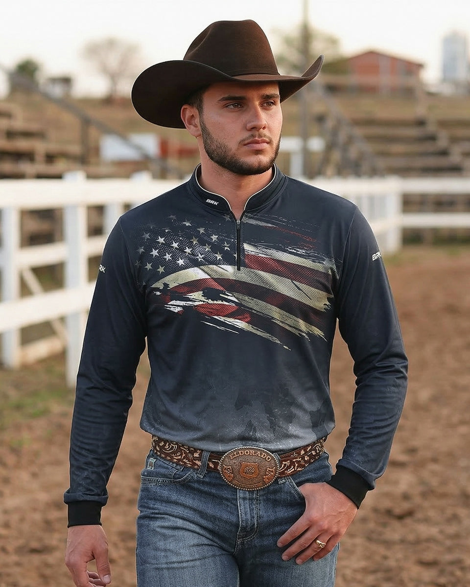 Camisa Brk Clean Bandeira dos EUA com Proteção UV50+ - Brk Agro