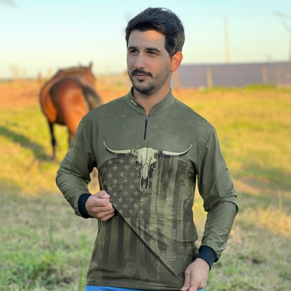 Camisa Agro Brk Skull Long Horn com Proteção UV50+