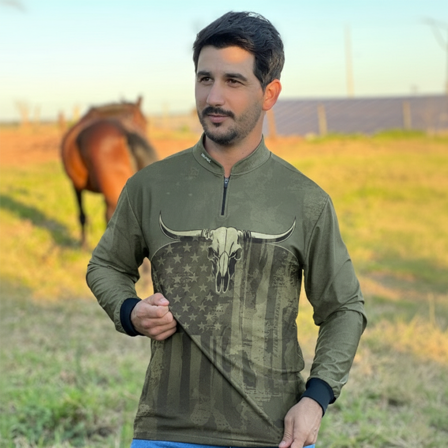 Camisa Agro Brk Skull Long Horn com Proteção UV50+ - Brk Agro