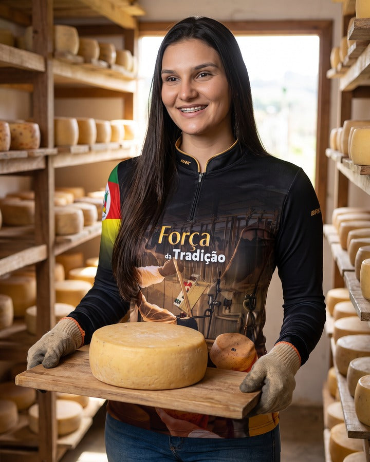 Camisa Agro Brk A Força da Tradição Produção de Queijo RS com Proteção UV50+ - Brk Agro