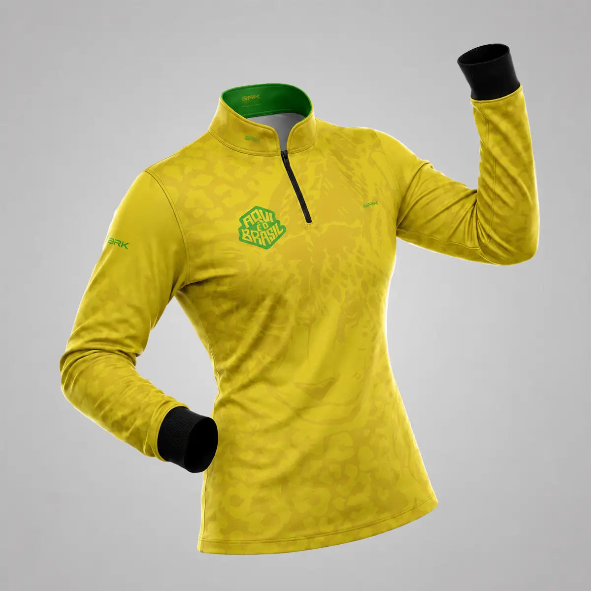 Camisa Brk Feminina Aqui é o Brasil Onça Pintada Amarela com Proteção UV50 - Brk Agro