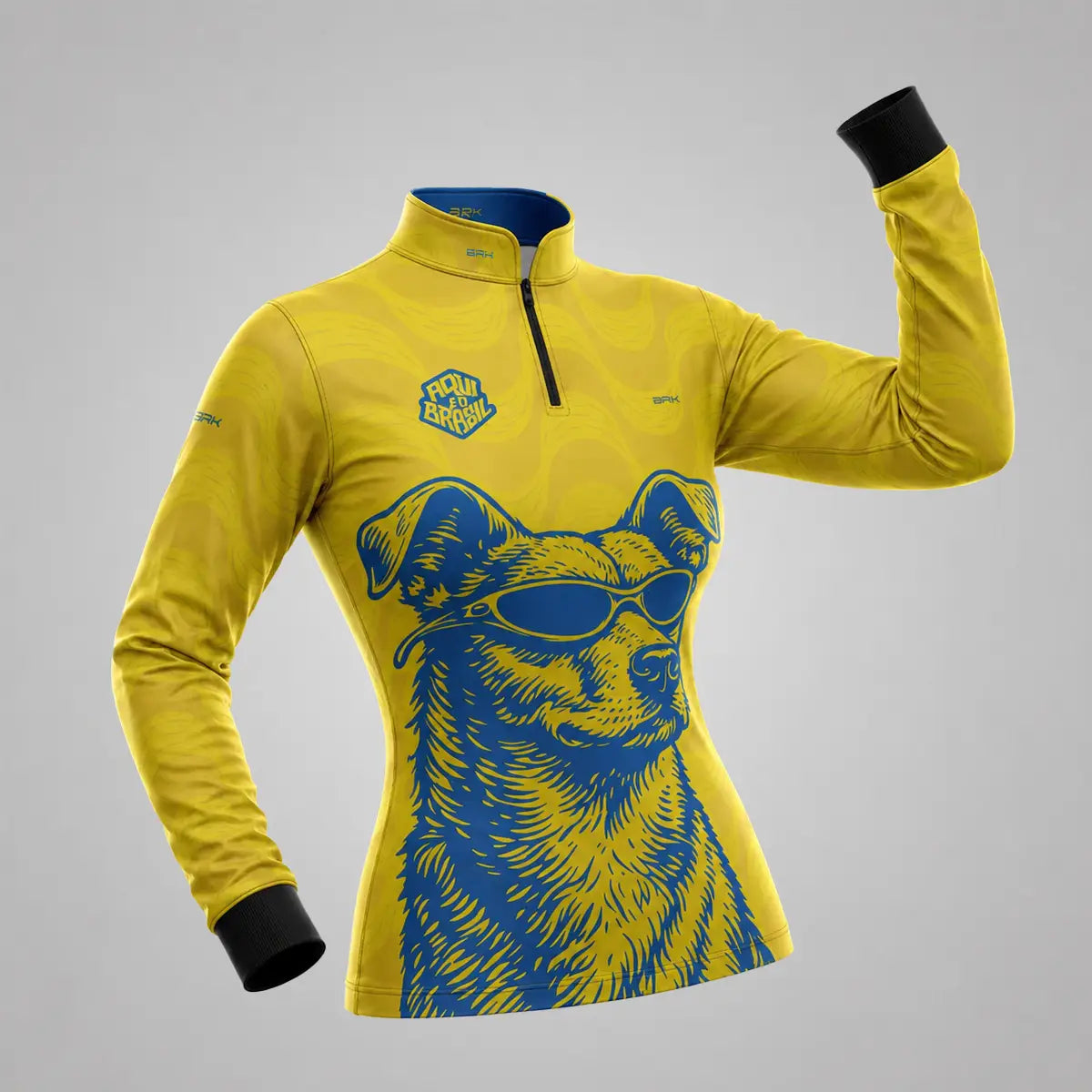 Camisa Brk Feminina Aqui é o Brasil Caramelo de Óculos Amarela com Proteção UV50 - Brk Agro