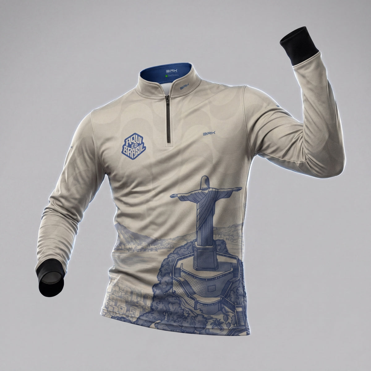 Camisa Brk Aqui é o Brasil Cristo Redentor Paisagem Bege com Proteção UV50 - Brk Agro