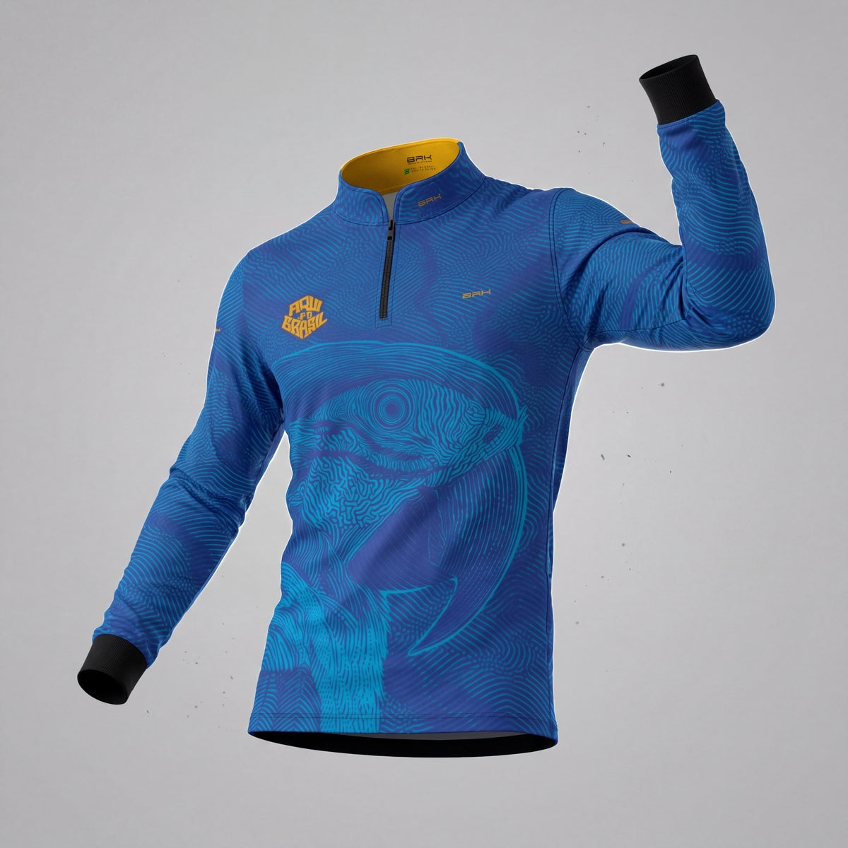 Camisa Brk Aqui é o Brasil Arara Sombreada Azul Royal com Proteção UV50 - Brk Agro