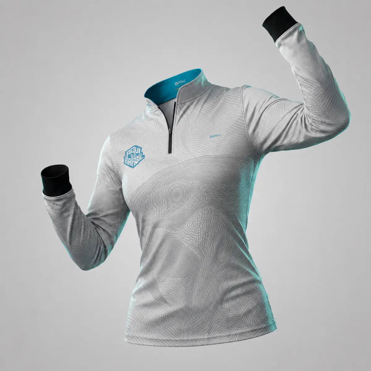 Camisa Brk Feminina Aqui é o Brasil Arara Sombreada Branca com Proteção UV50 - Brk Agro