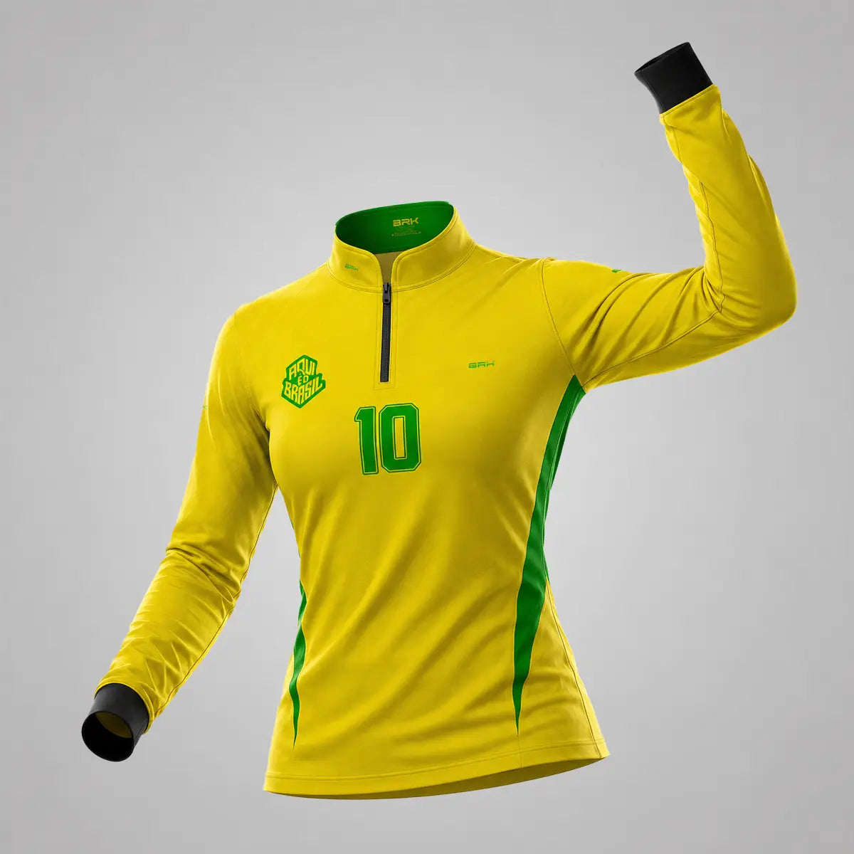 Camisa Brk Feminina Aqui é o Brasil Clássica 10 Amarela com Proteção UV50 - Brk Agro