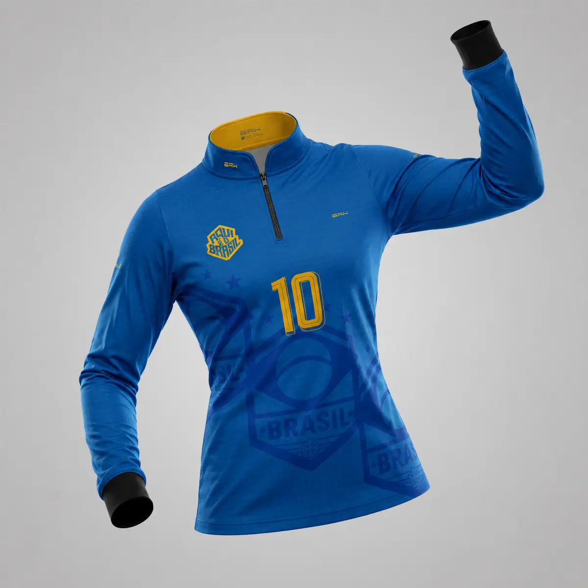 Camisa Brk Feminina Aqui é o Brasil Escudo 10 Azul Royal com Proteção UV50 - Brk Agro