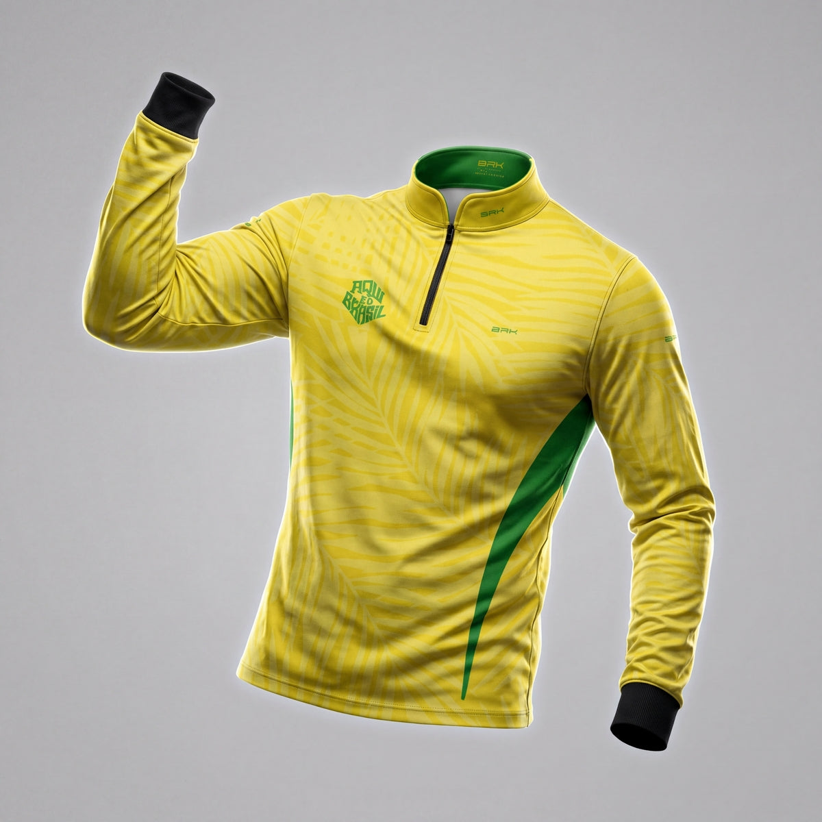 Camisa Brk Aqui é o Brasil Tropical Amarela com Proteção UV50 - Brk Agro