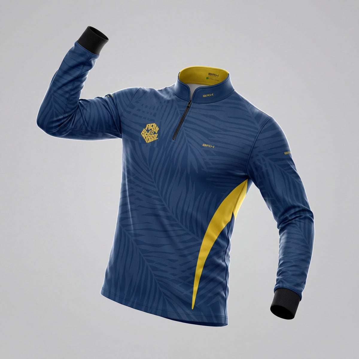 Camisa Brk Aqui é o Brasil Tropical Azul Marinho com Proteção UV50 - Brk Agro