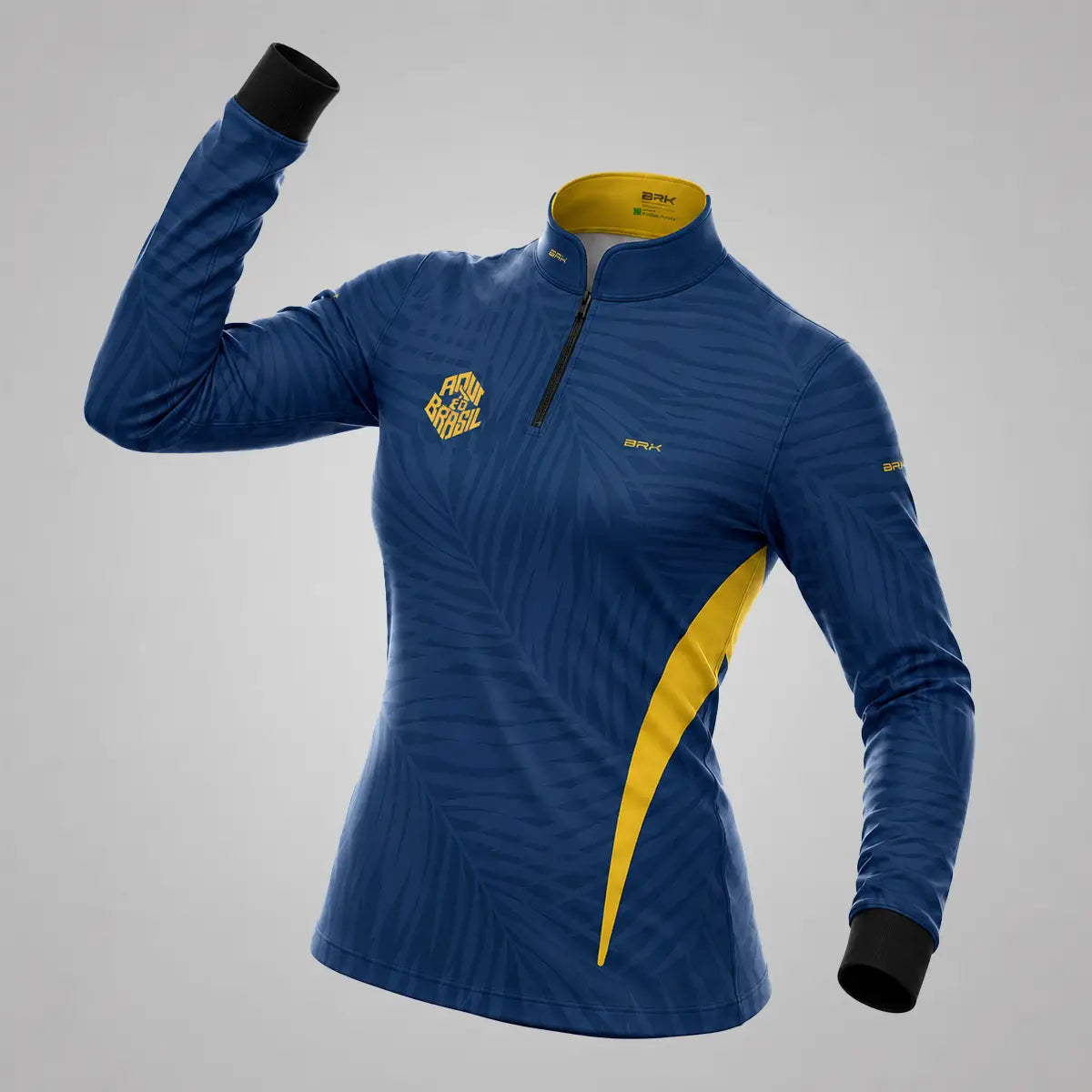 Camisa Brk Feminina Aqui é o Brasil Tropical Azul Marinho com Proteção UV50 - Brk Agro