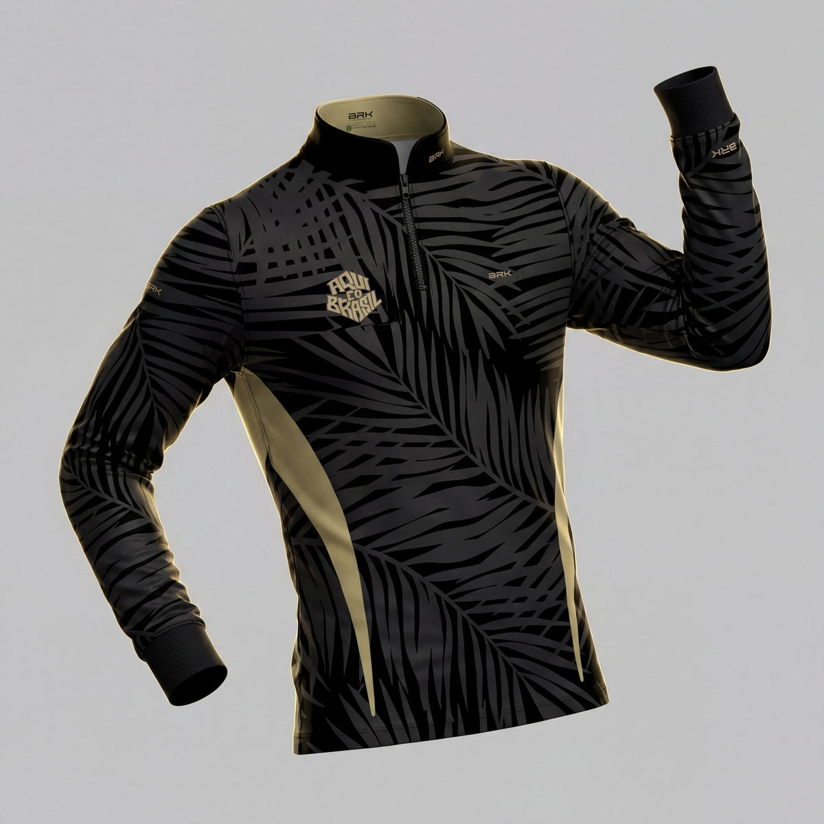 Camisa Brk Aqui é o Brasil Tropical Preta com Proteção UV50 - Brk Agro