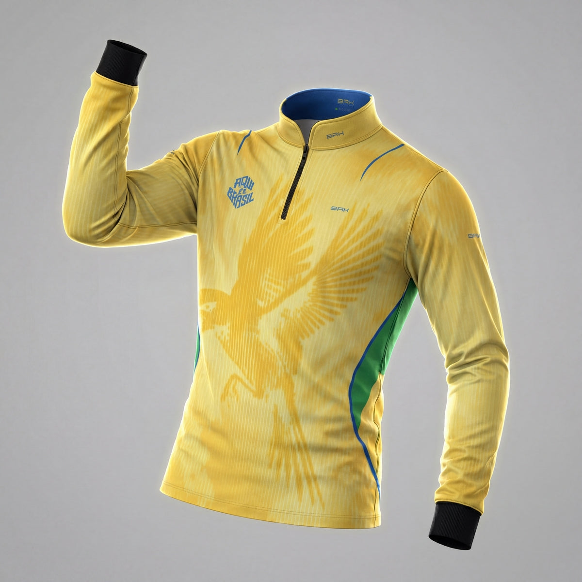 Camisa Brk Aqui é o Brasil Beija-Flor Sombreado Amarela com Proteção UV50 - Brk Agro