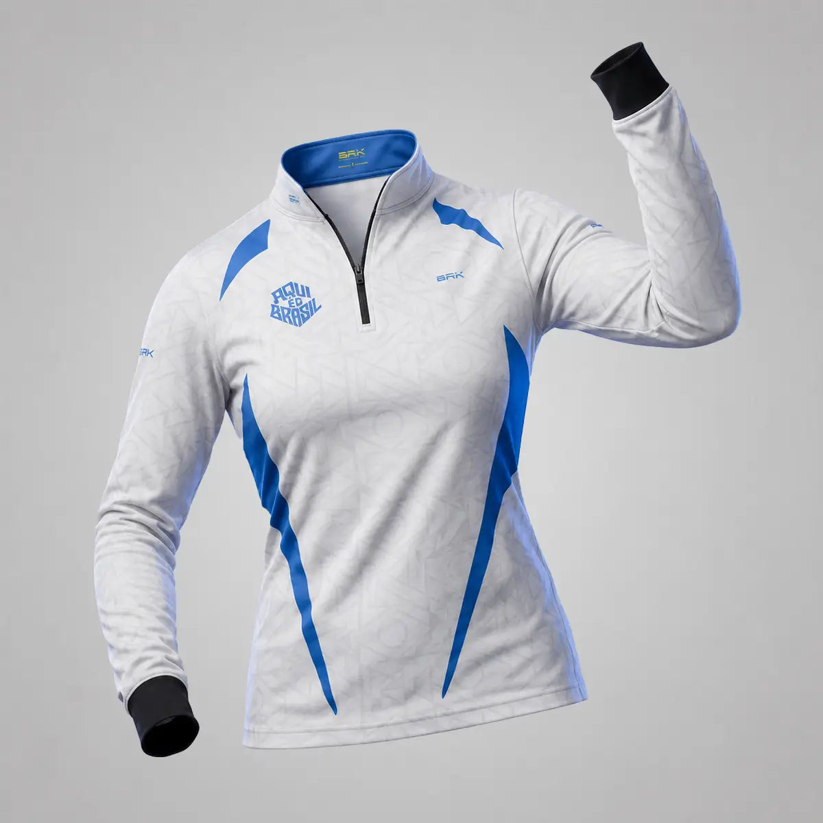 Camisa Brk Feminina Aqui é o Brasil Bandeira Geométrica Branca com Proteção UV50 - Brk Agro