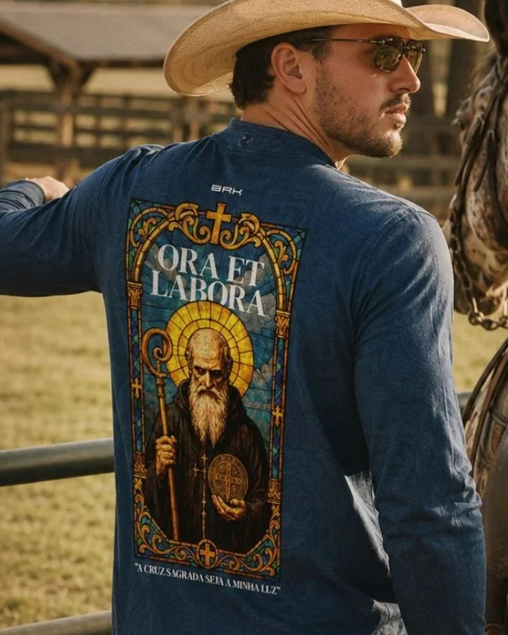 Camisa Agro Brk São Bento Vitral Azul com Proteção UV50+