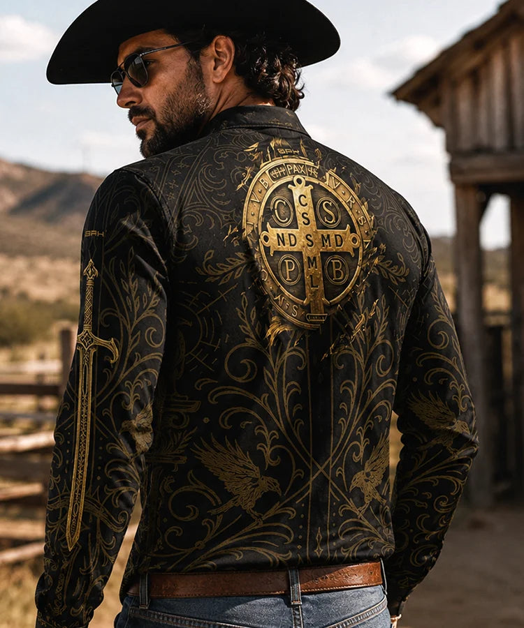 Camisa Agro Brk São Bento Medalhão Preto com Proteção UV50+