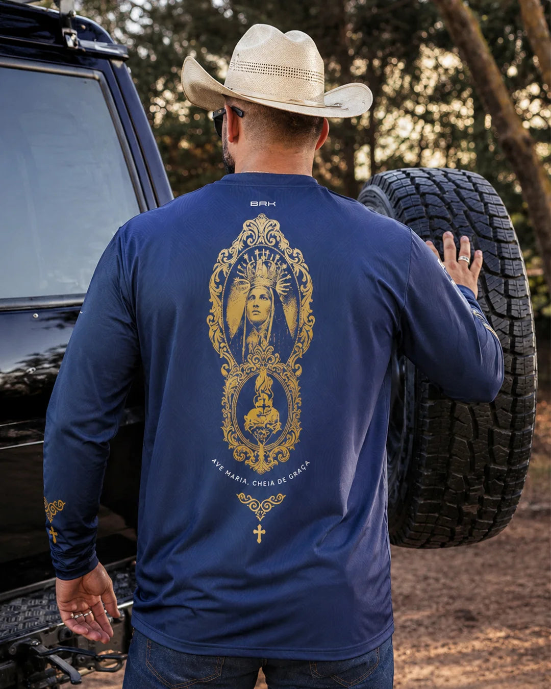 Camisa Nossa Senhora Aparecida Medalha Azul com Proteção UV50 - Brk Agro