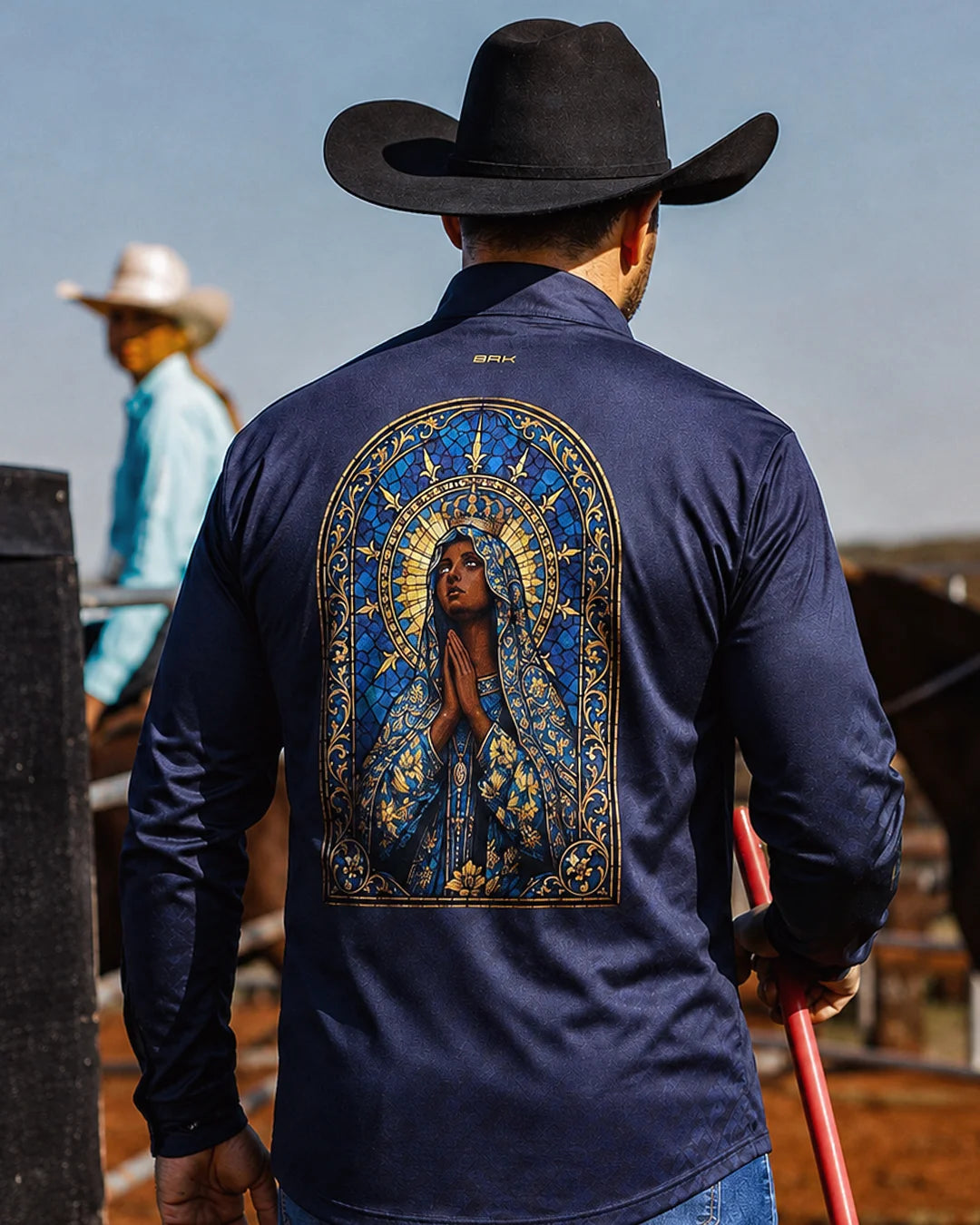 Camisa Nossa Senhora Aparecida Vitral Azul com Proteção UV50 - Brk Agro
