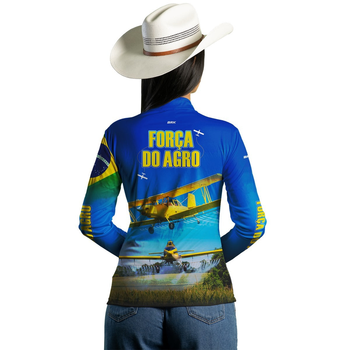 Camisa Agro Feminina Brk Azul Aviação Agrícola com Proteção UV50+ - Brk Agro