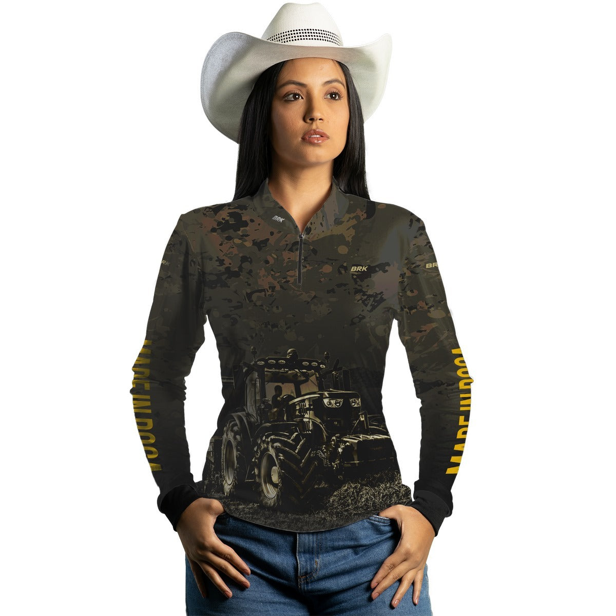 Camisa Agro Feminina Brk Camuflada com Proteção Solar UV50+ - Brk Agro