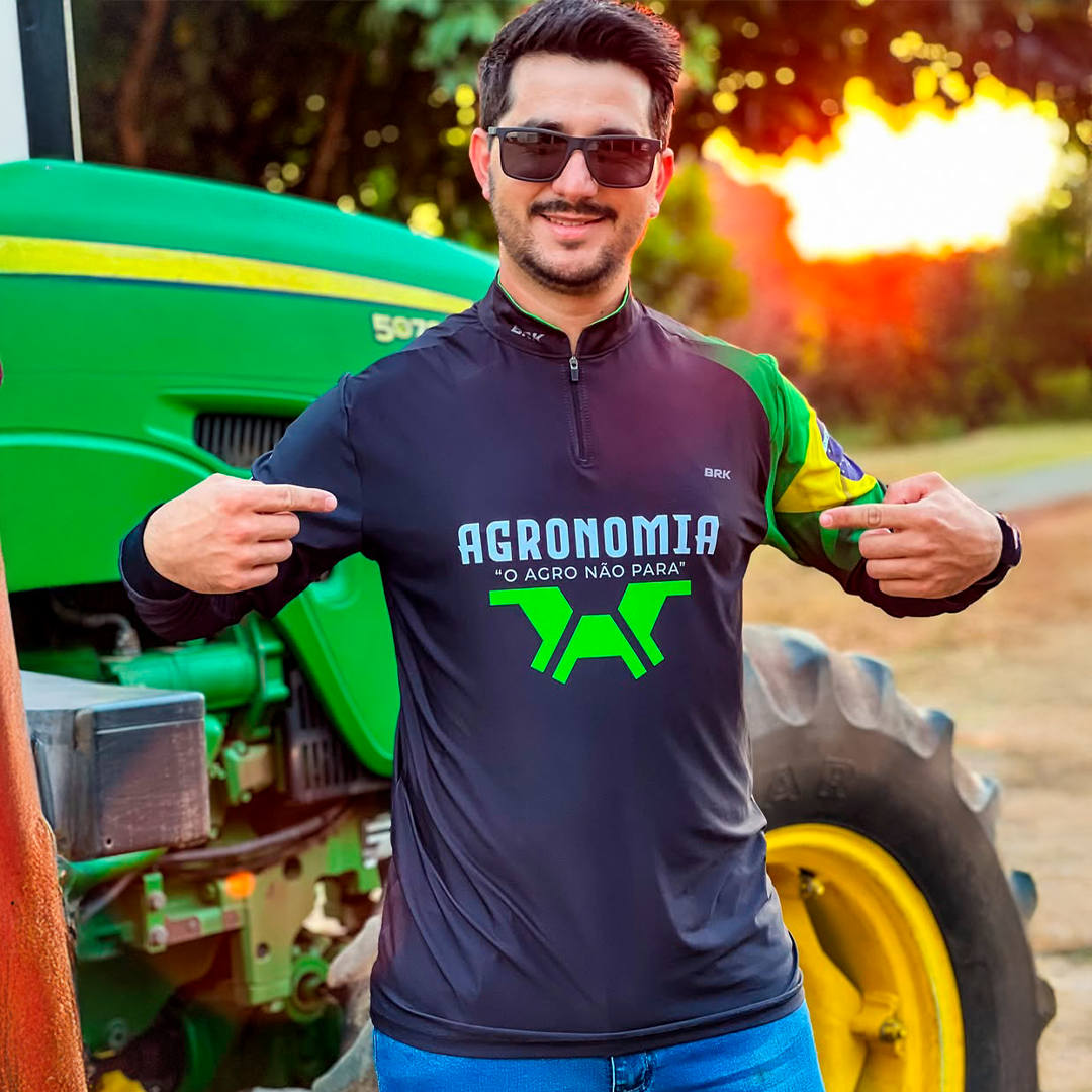 Camisa Agro Brk Agronomia Preta com Proteção UV50+ - Brk Agro