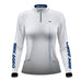 Camisa Feminina Agro Brk Básica Branca e Azul com Proteção Solar UV50+ - Brk Agro
