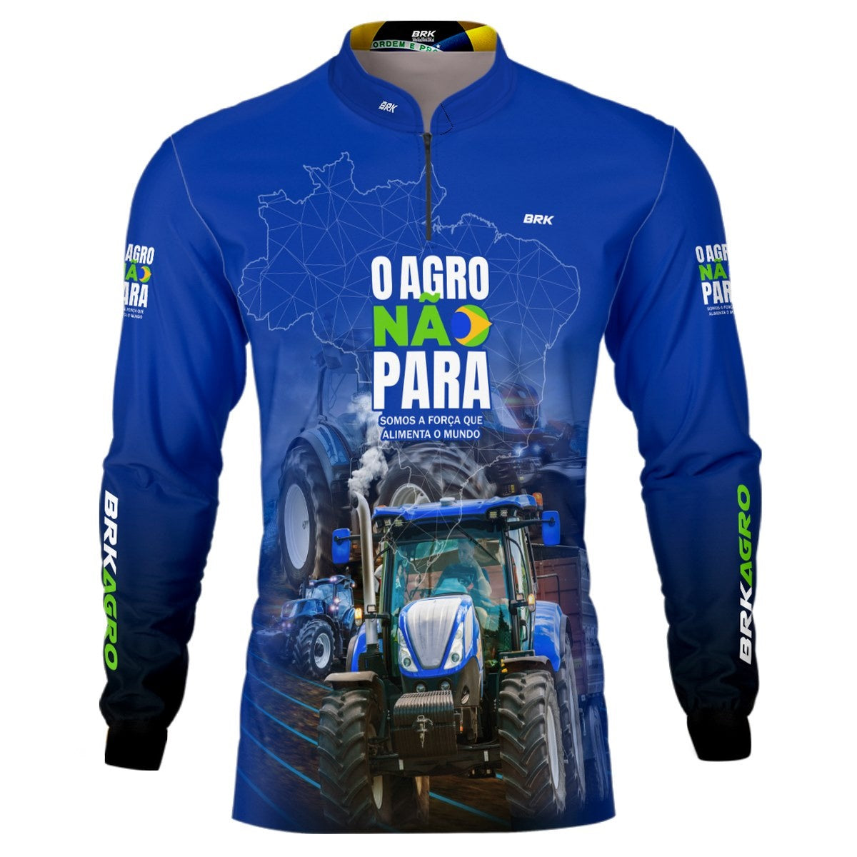 Camisa Agro Brk O Agro Não Para Trator Azul Claro com UV50+ - BRK AGRO