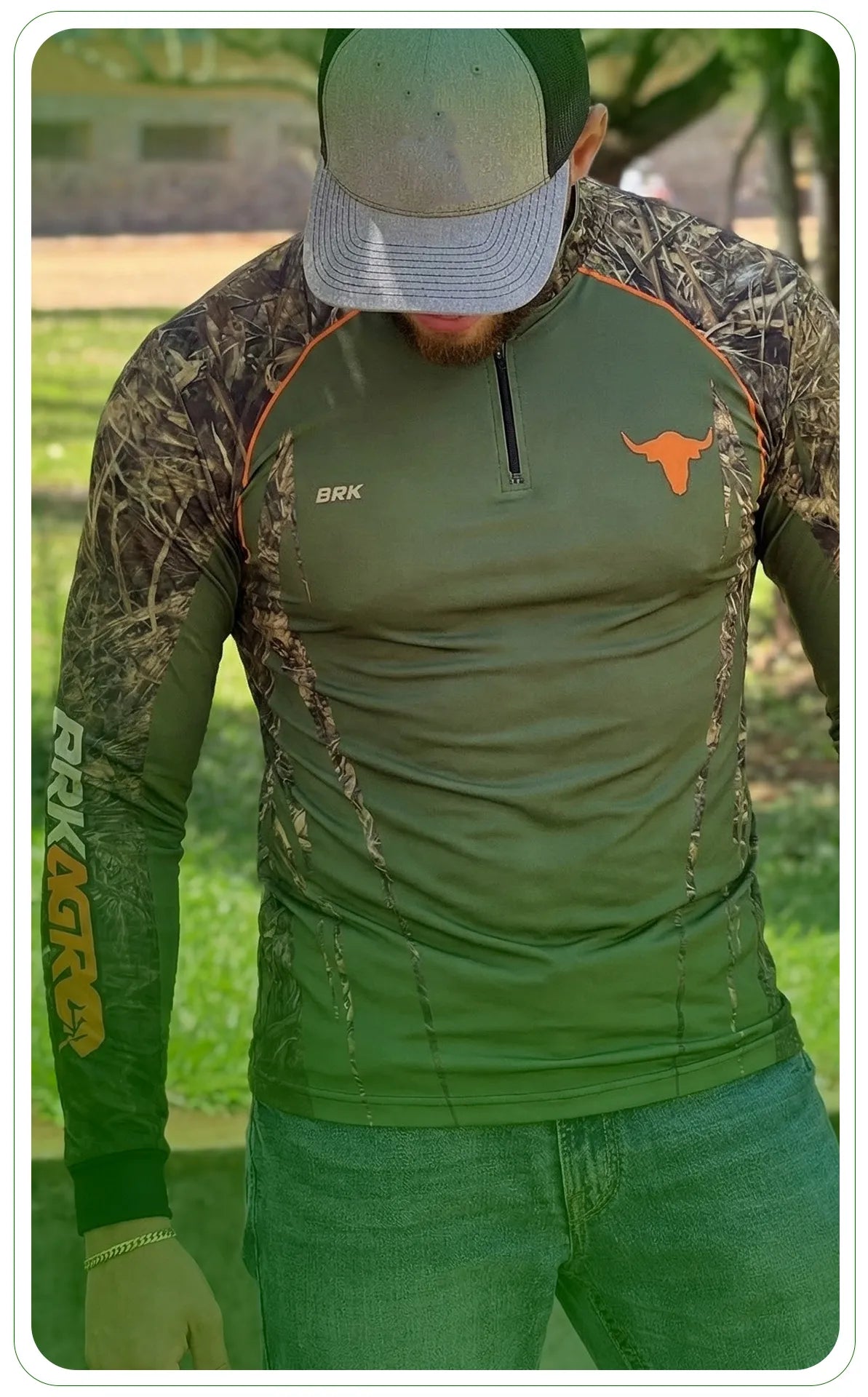 Camisa Agro Brk Camu Verde Long Horn com Proteção Solar UV50+ - Brk Agro