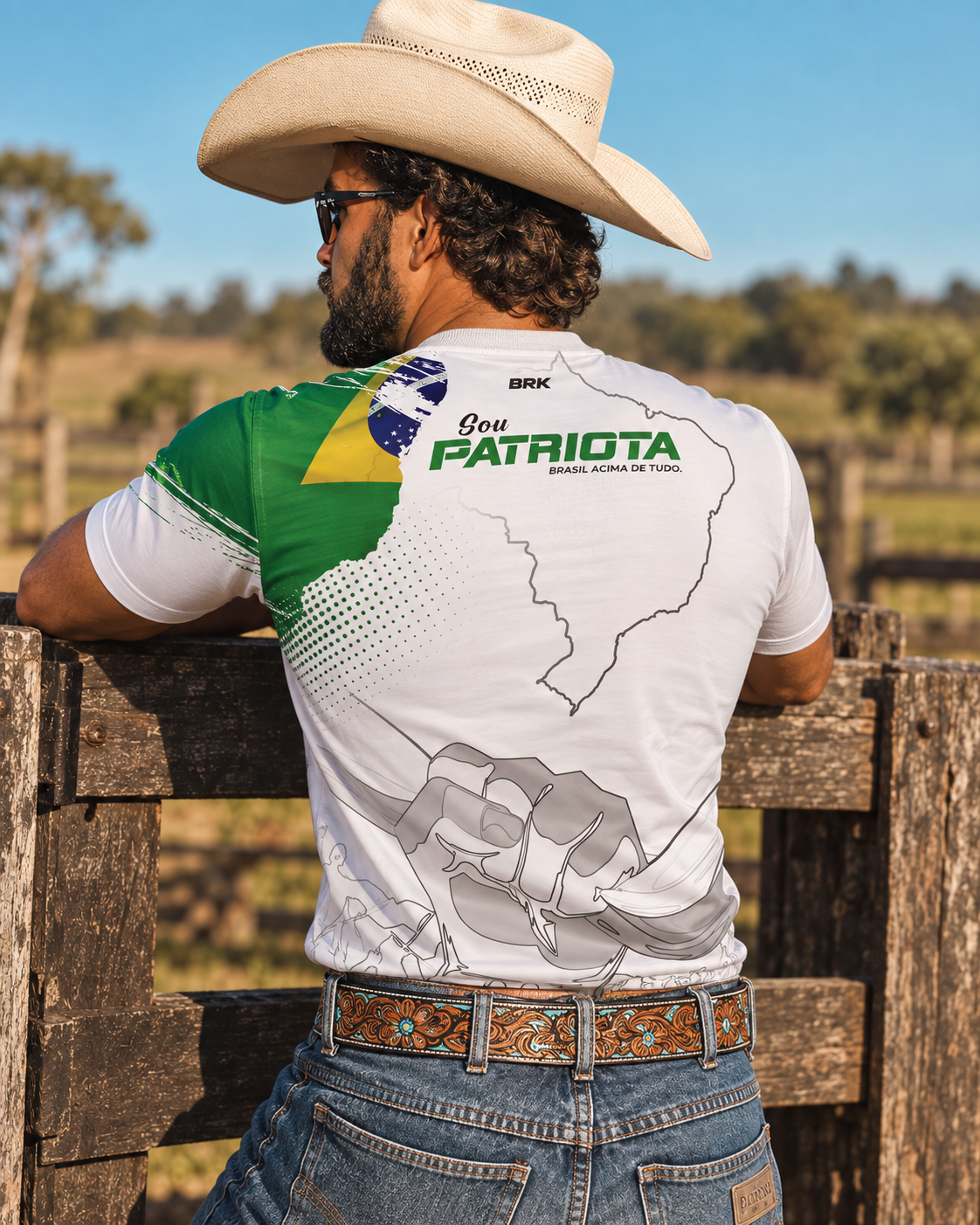 Camiseta Agro Brk Patriota Branca com Proteção Solar UV50+