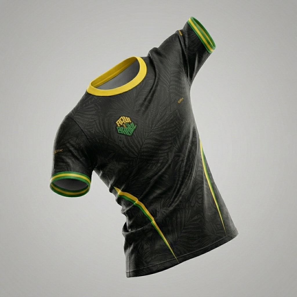Camisa Casual Brk Aqui é o Brasil Folhagem Preta com Proteção Solar UV50+ - Brk Agro