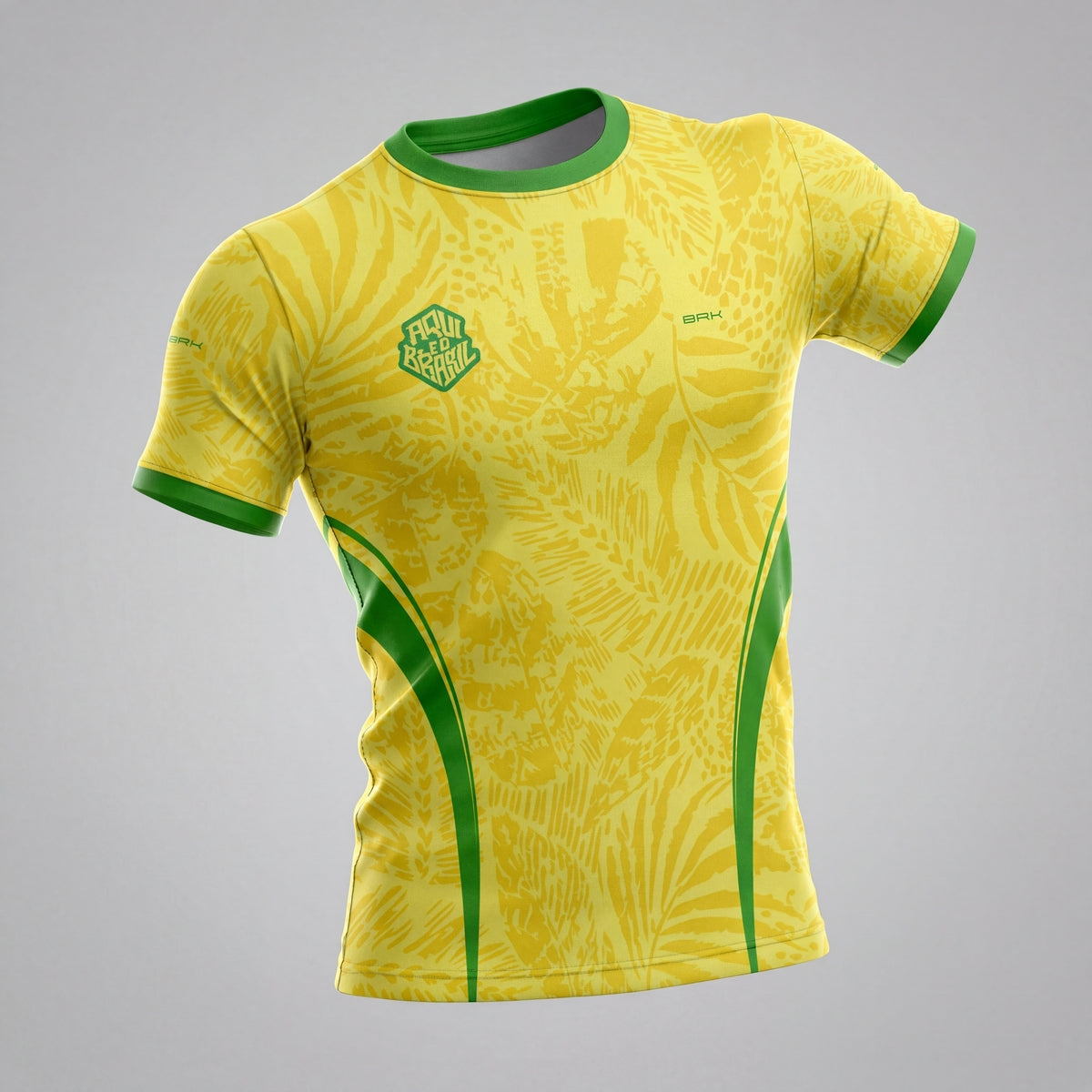 Camisa Casual Brk Aqui é o Brasil Folhagem Tropical Amarela com Proteção Solar UV50+ - Brk Agro