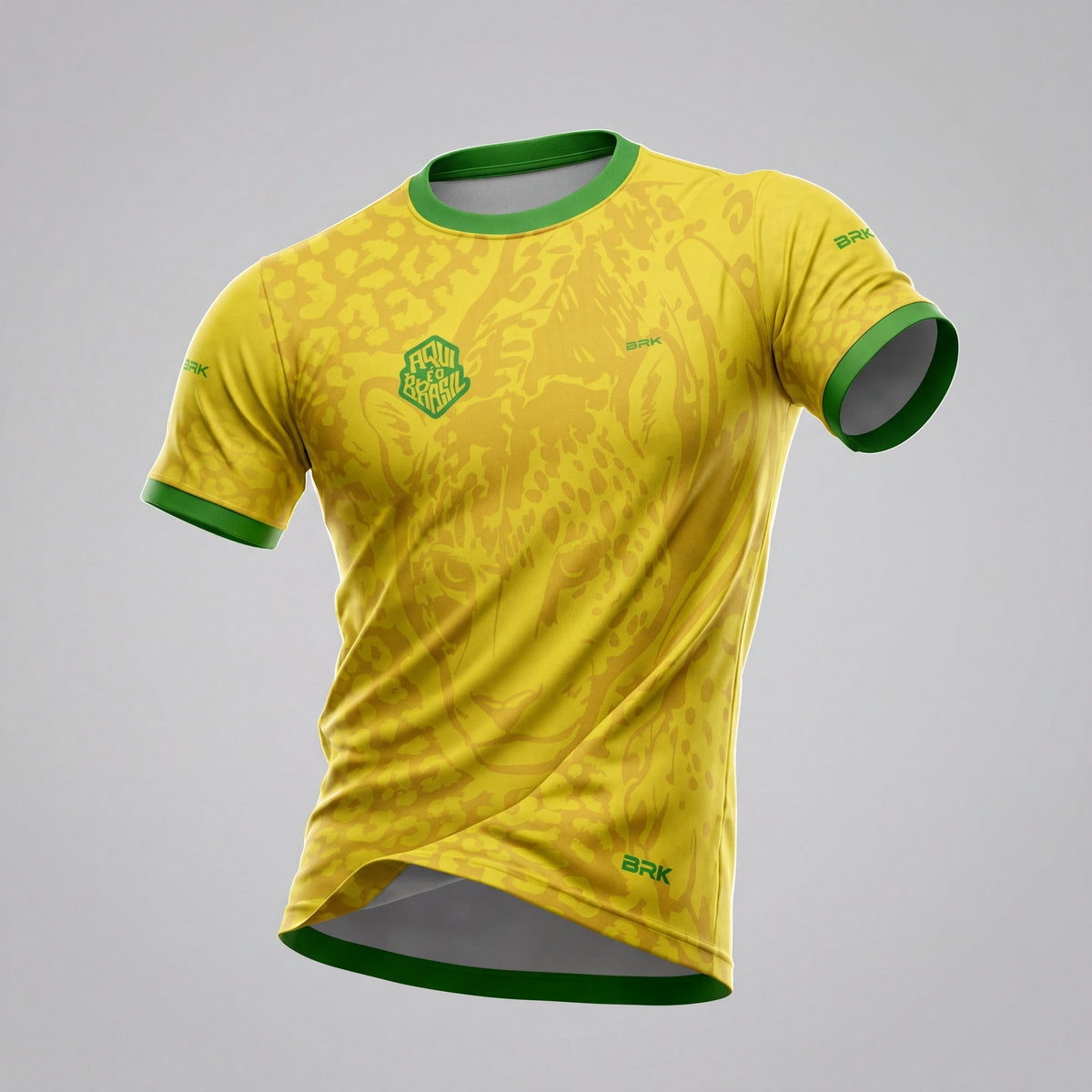 Camisa Casual Brk Aqui é o Brasil Onça Pintada Amarela com Proteção Solar UV50+ - Brk Agro
