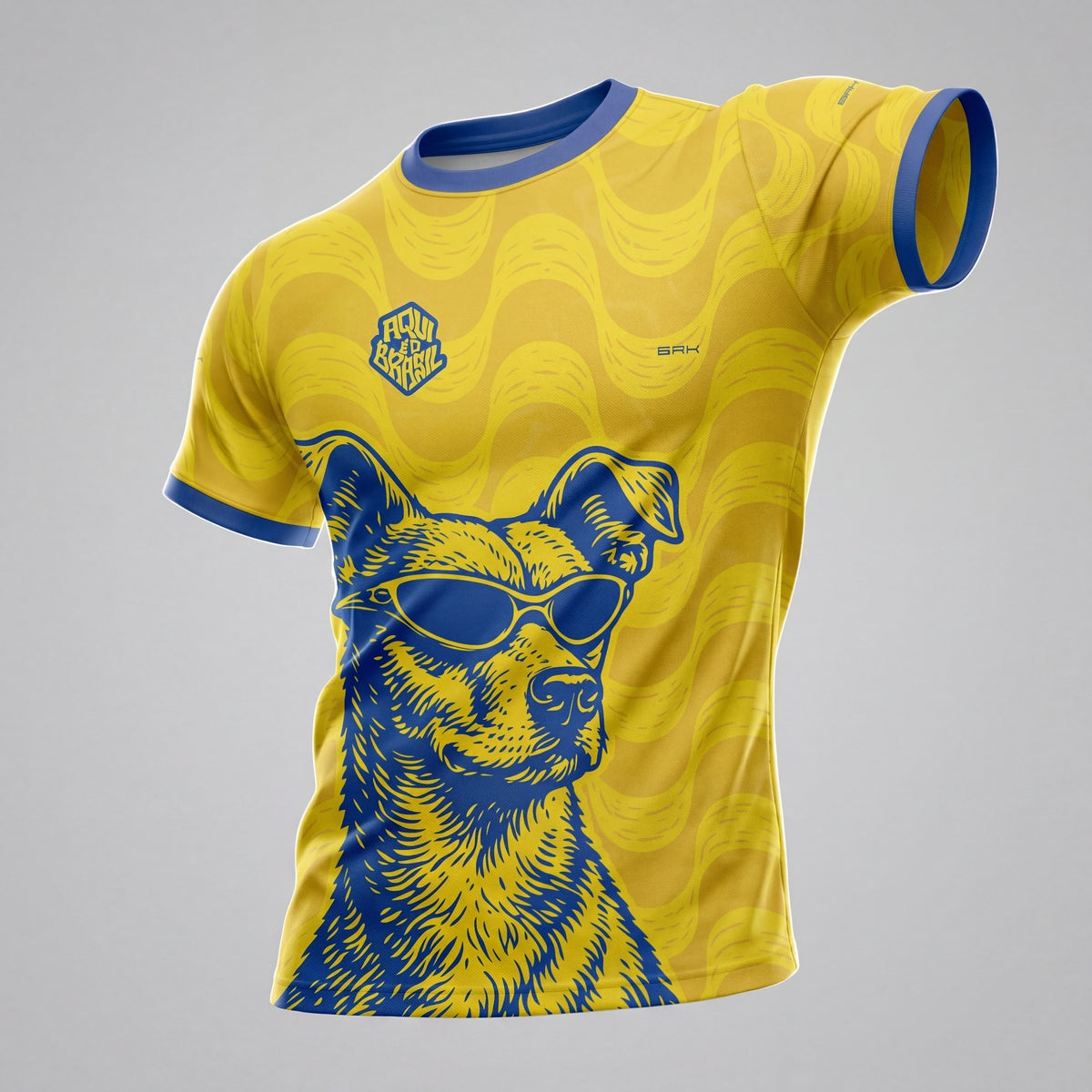 Camisa Casual Brk Aqui é o Brasil Caramelo de Óculos Amarelo com Proteção Solar UV50+ - Brk Agro