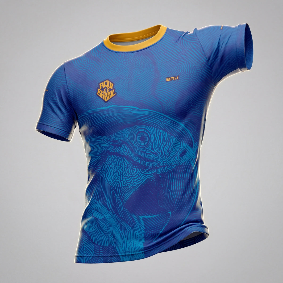Camisa Casual Brk Aqui é o Brasil Arara Sombreada Azul Royal com Proteção UV50 - Brk Agro