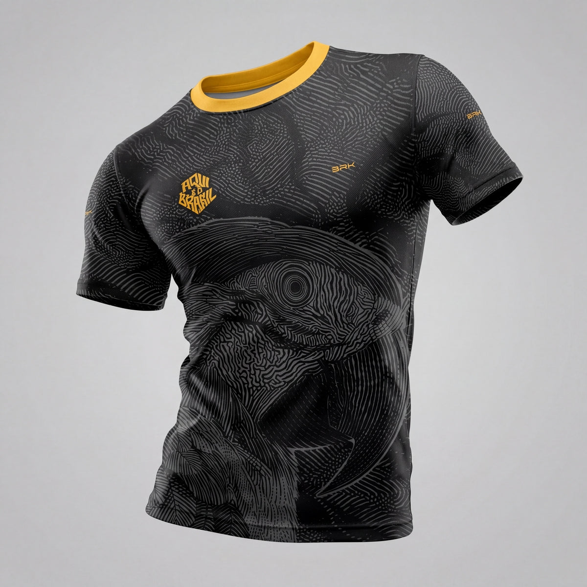 Camisa Casual Brk Aqui é o Brasil Arara Sombreada Preta com Proteção UV50 - Brk Agro