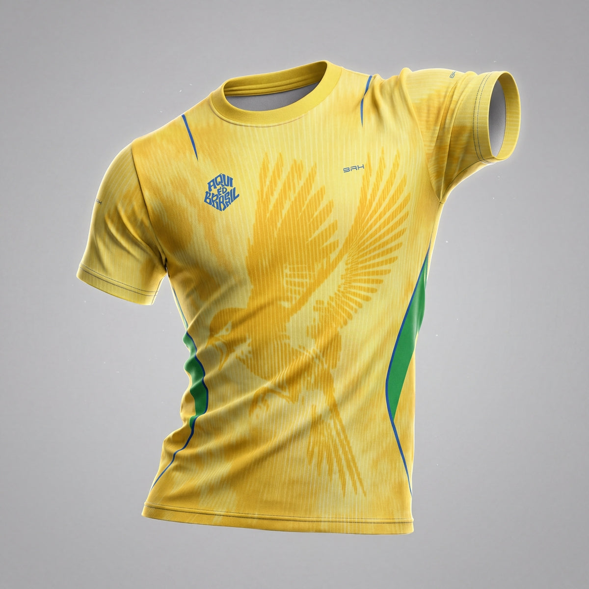 Camisa Casual Brk Aqui é o Brasil Beija-Flor Sombreado Amarela com Proteção Solar UV50+ - Brk Agro