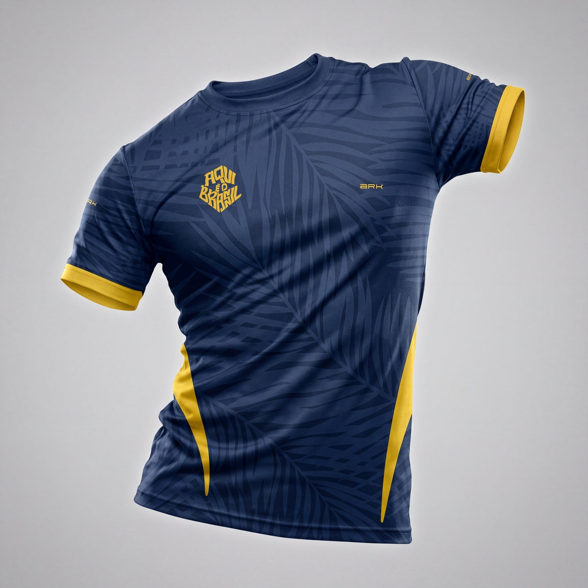 Camisa Casual Brk Aqui é o Brasil Tropical Azul Marinho com Proteção Solar UV50+ - Brk Agro