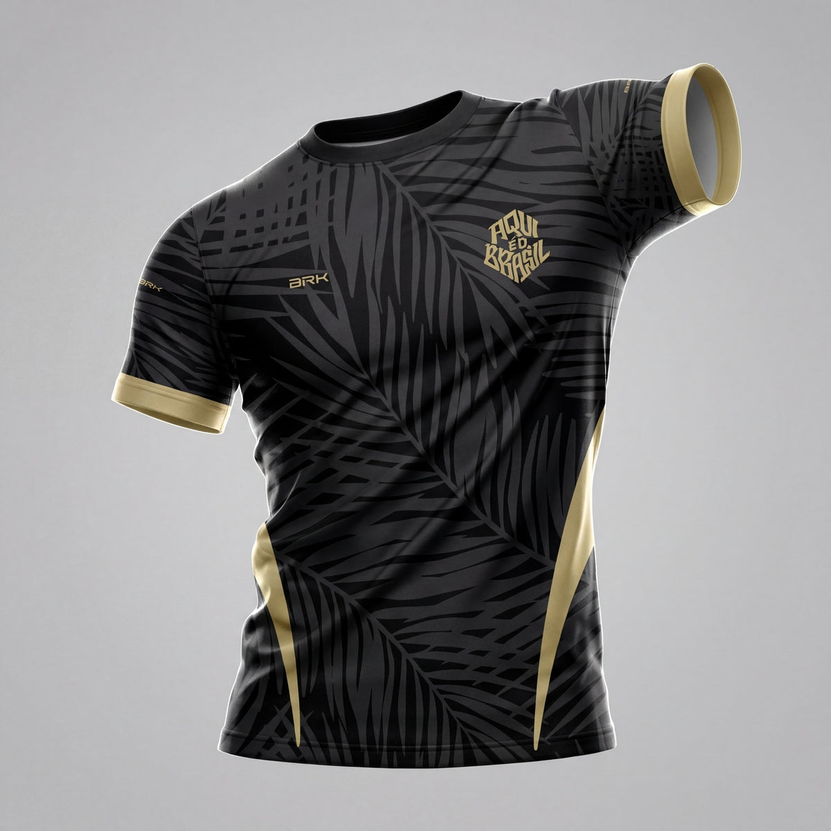 Camisa Casual Brk Aqui é o Brasil Tropical Preta com Proteção Solar UV50+ - Brk Agro