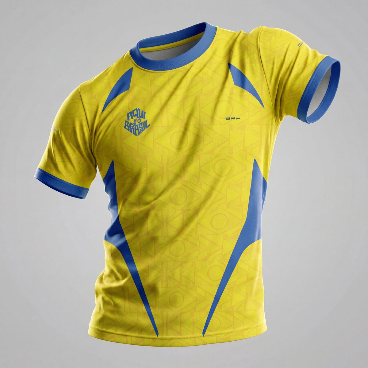 Camisa Casual Brk Aqui é o Brasil Bandeira Geométrica Amarela com Proteção Solar UV50+ - Brk Agro