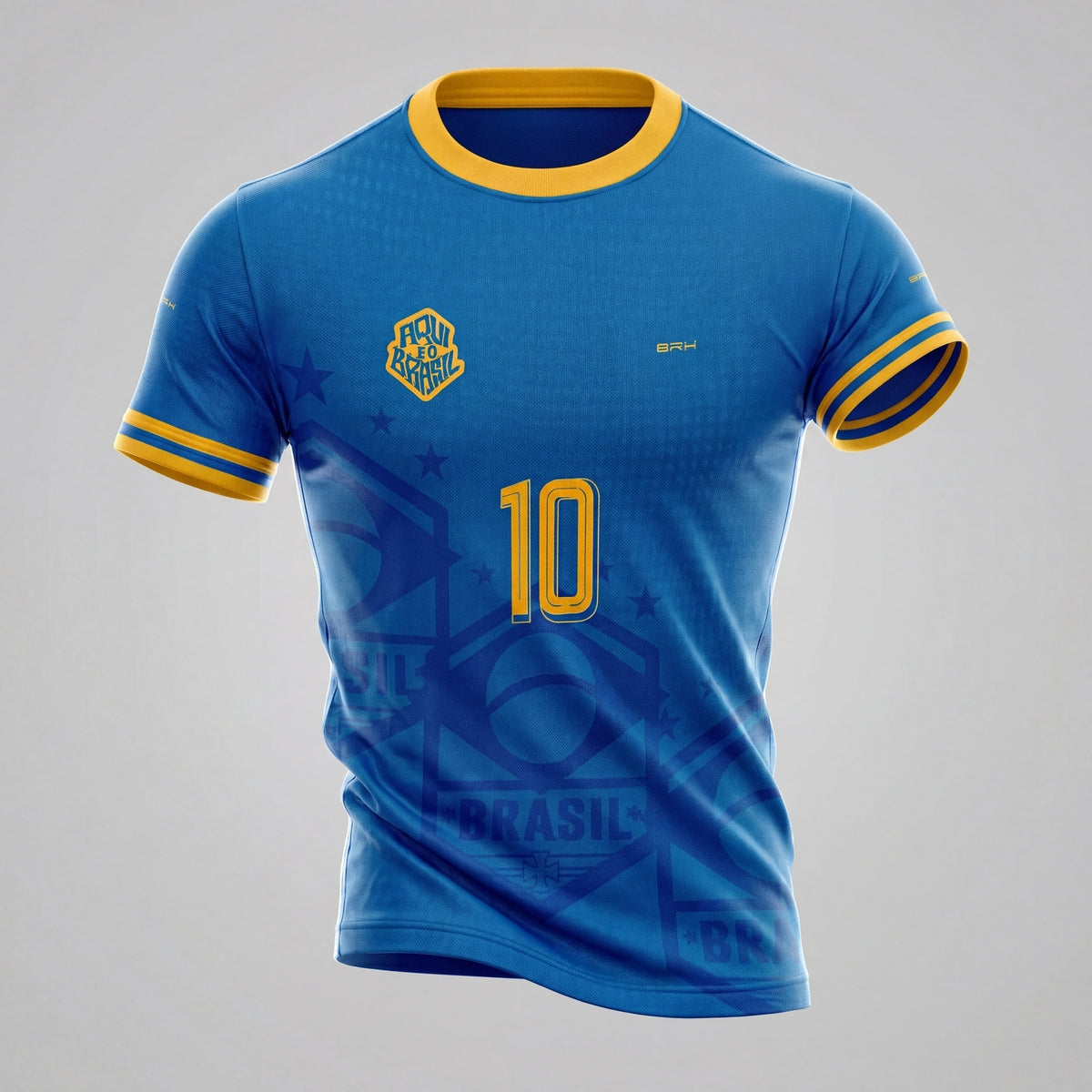 Camisa Casual Brk Aqui é o Brasil Escudo 10 Azul Royal com Proteção Solar UV50+ - Brk Agro