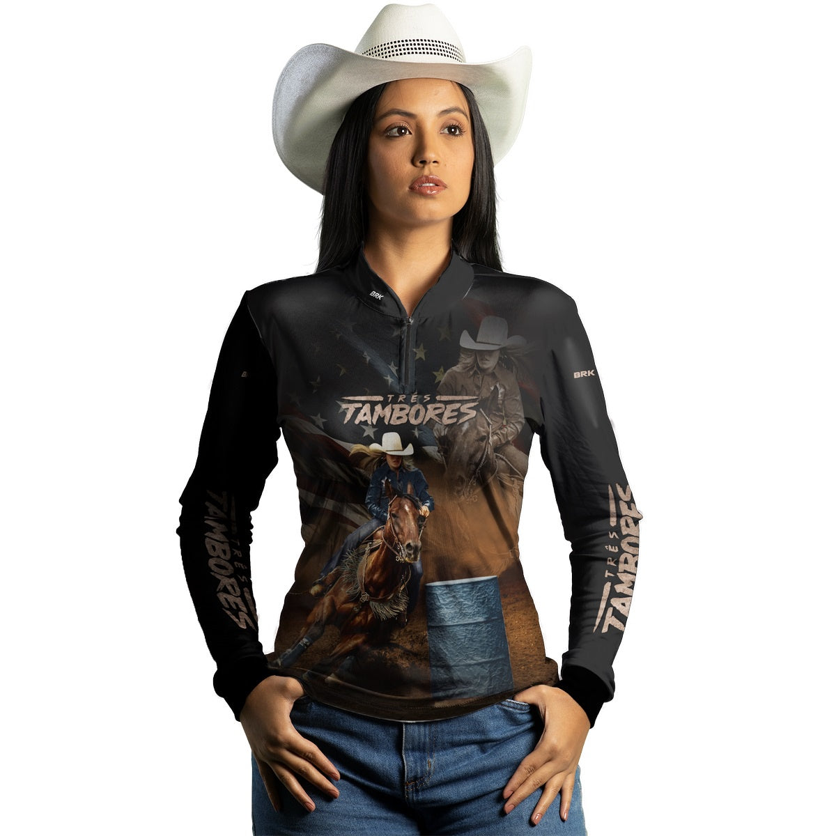 Camisa Agro Brk Três Tambores c/ Escrita Rosa Claro com UV50+ - BRK AGRO