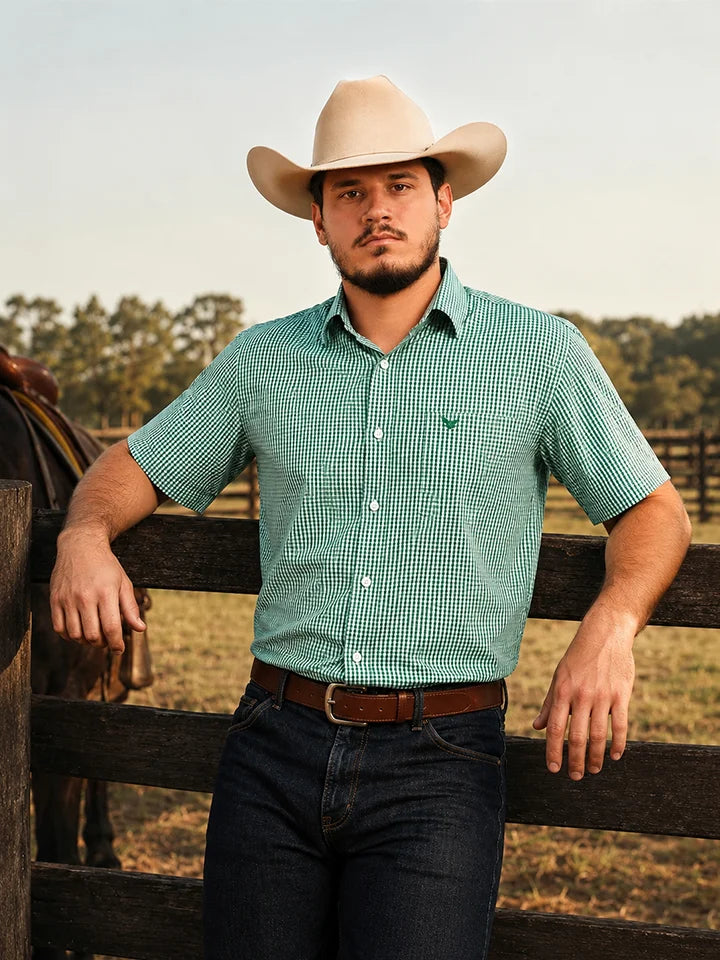 Camisa Xadrez Farm Verde Claro - Manga Curta - Brk Agro