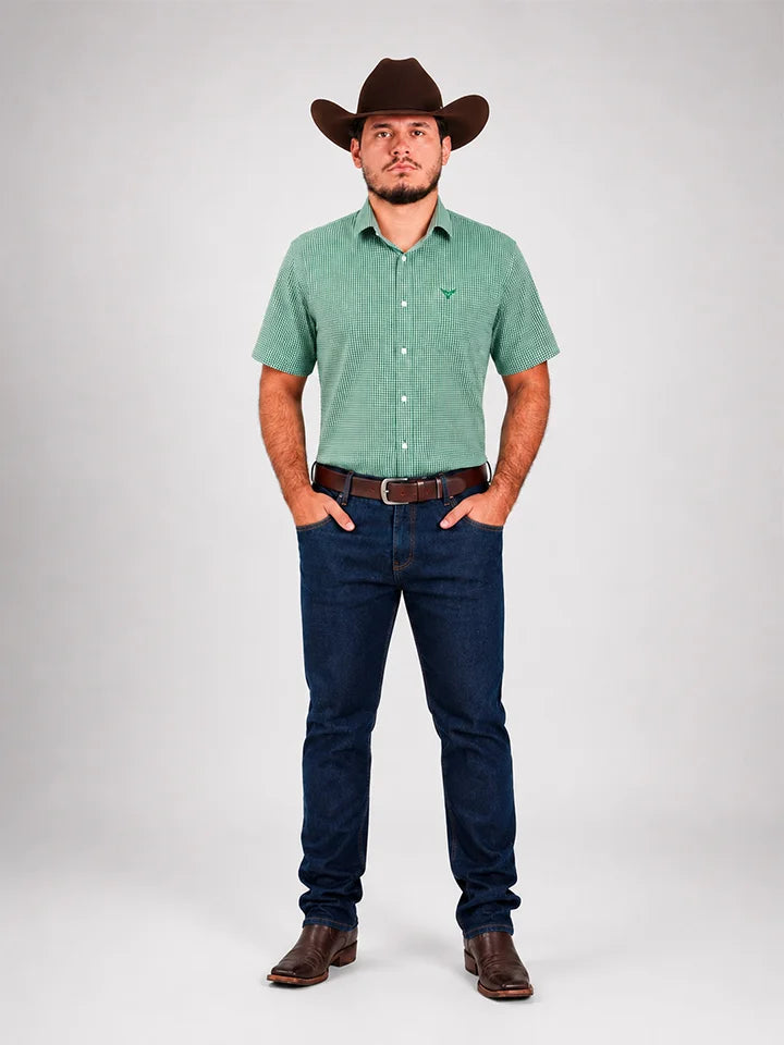 Camisa Xadrez Farm Verde Claro - Manga Curta - Brk Agro